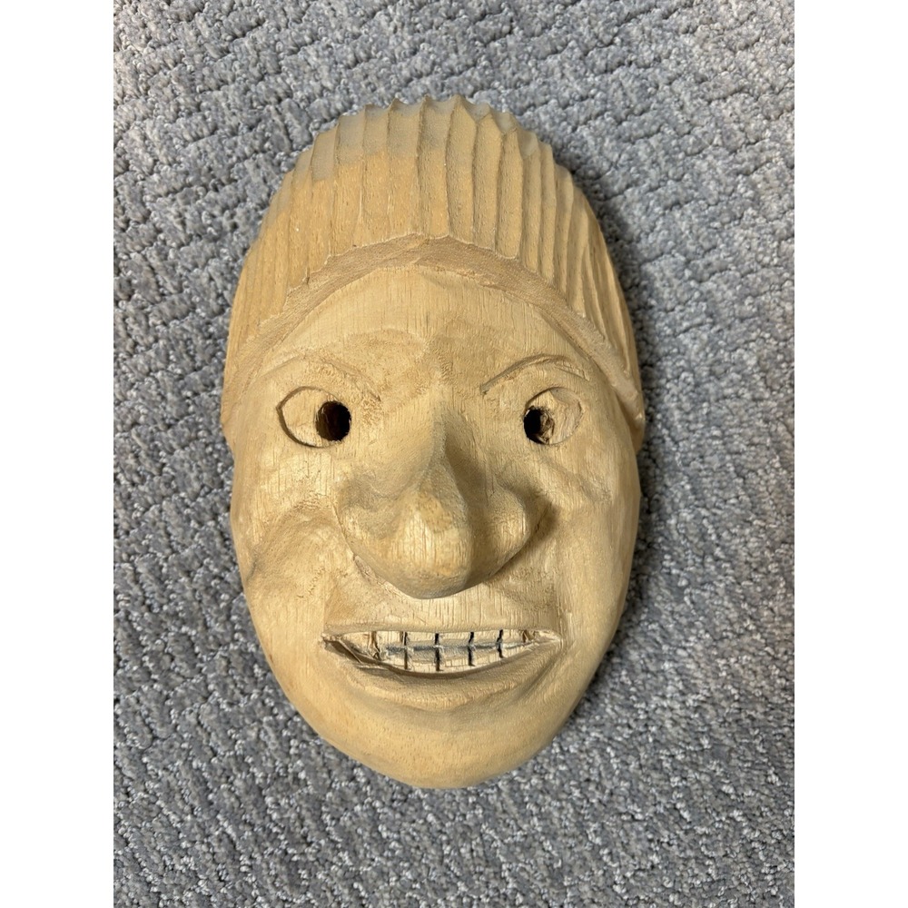 Japanese Matsuri Folk Mask‎ Festival Hand Carved Wood Noh Theater